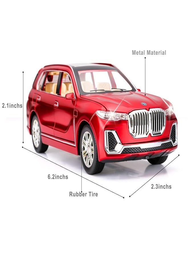 سيارة لعبة نموذجية متوافقة مع سيارة BMW X7 الرياضية متعددة الاستخدامات من بلاك زون، مصنوعة من سبائك الزنك، تعمل بنظام السحب للخلف، مزودة بأصوات وأضواء، هدية مثالية للأطفال (أحمر 1) - Image 3